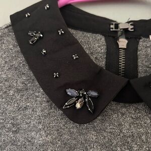 Loft Grey Dress with embellished Peter Pan collar